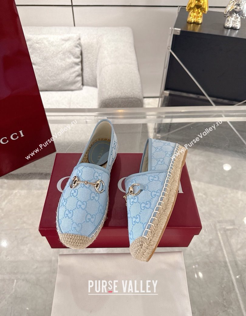 Gucci GG Canvas Flat Espadrilles with Horsebit Light Blue 2025 GG121805 (MD-251218130)
