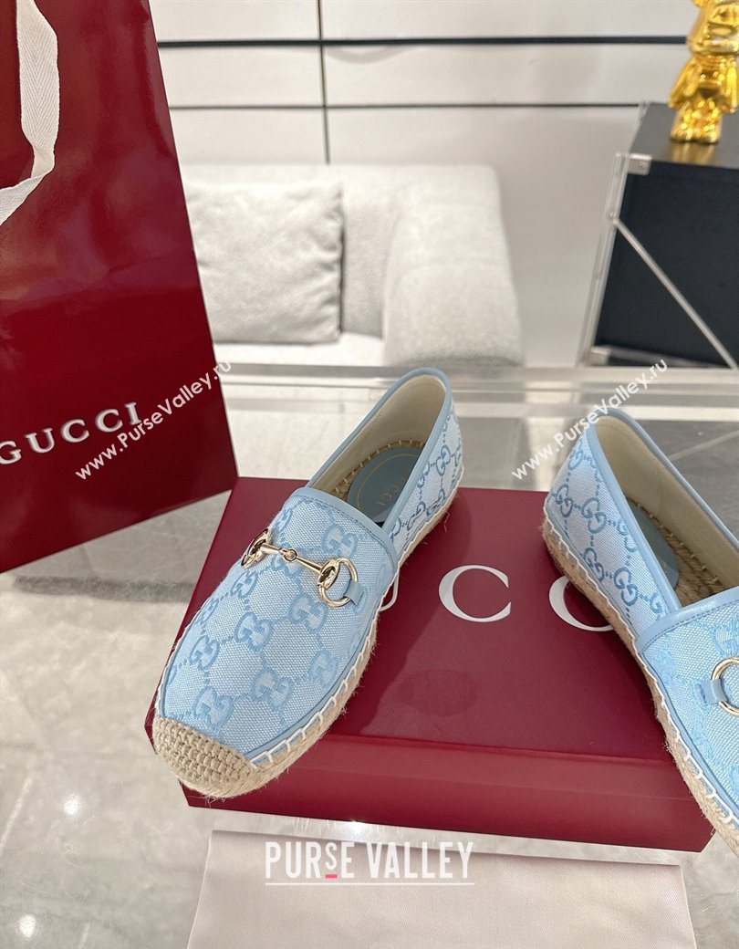 Gucci GG Canvas Flat Espadrilles with Horsebit Light Blue 2025 GG121805 (MD-251218130)