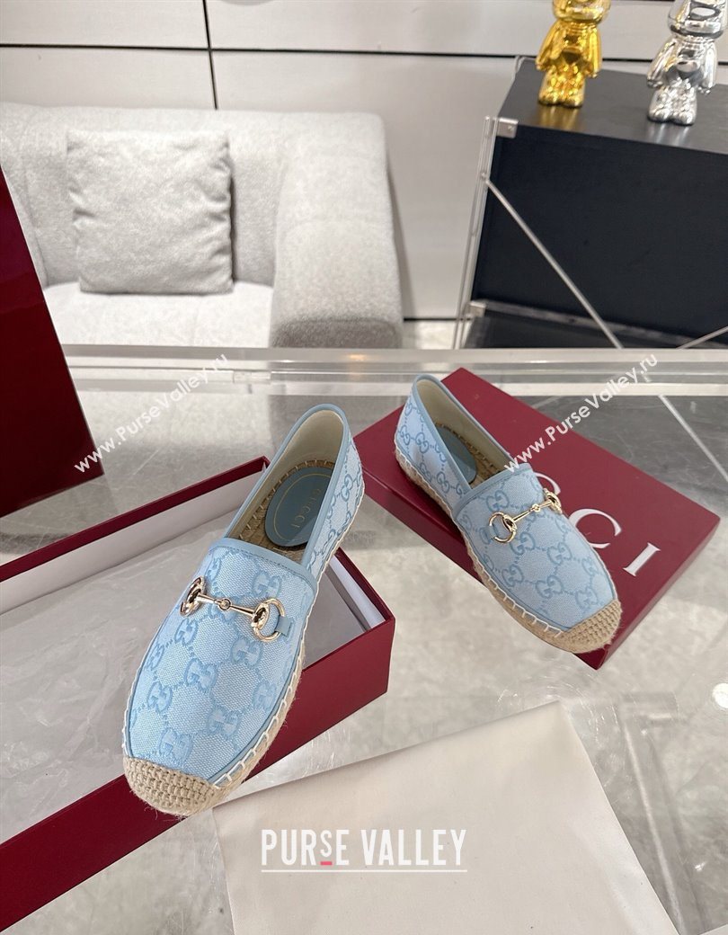 Gucci GG Canvas Flat Espadrilles with Horsebit Light Blue 2025 GG121805 (MD-251218130)