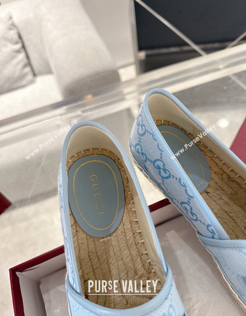Gucci GG Canvas Flat Espadrilles with Horsebit Light Blue 2025 GG121805 (MD-251218130)