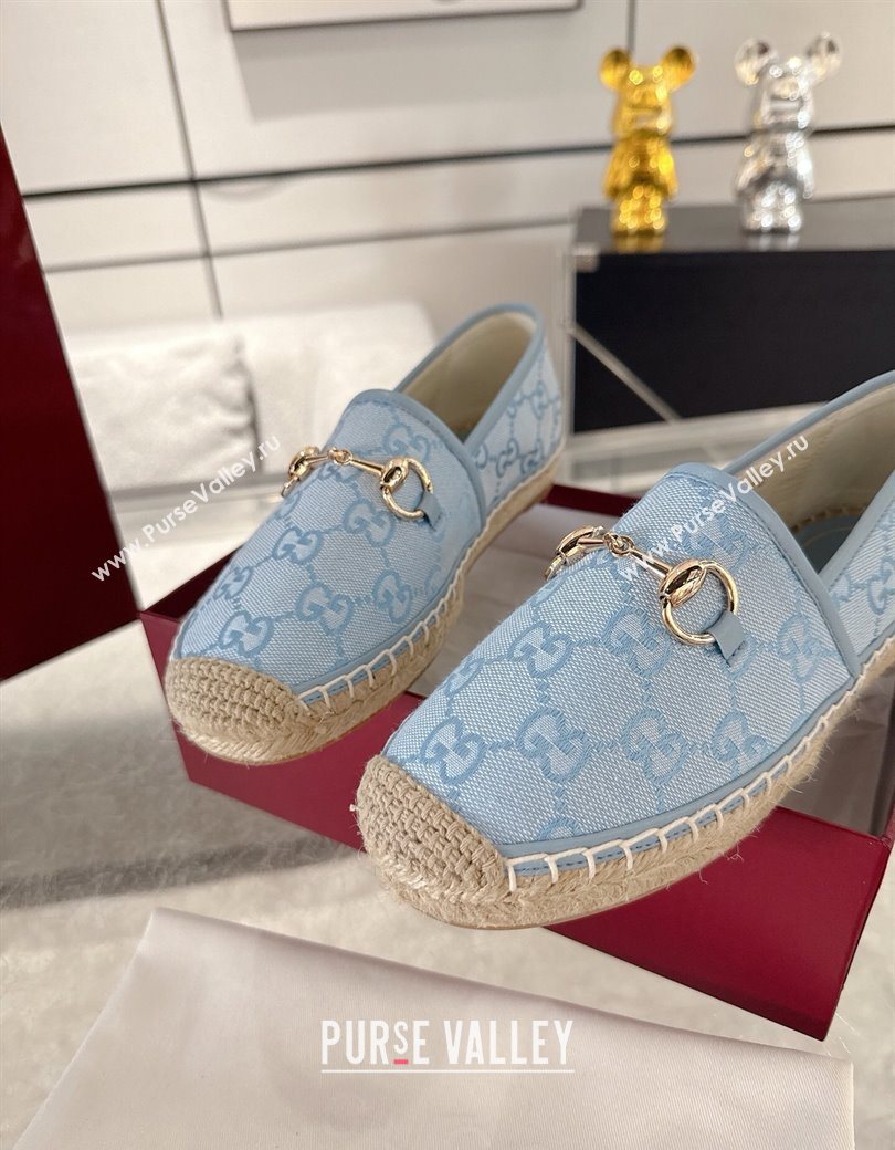 Gucci GG Canvas Flat Espadrilles with Horsebit Light Blue 2025 GG121805 (MD-251218130)