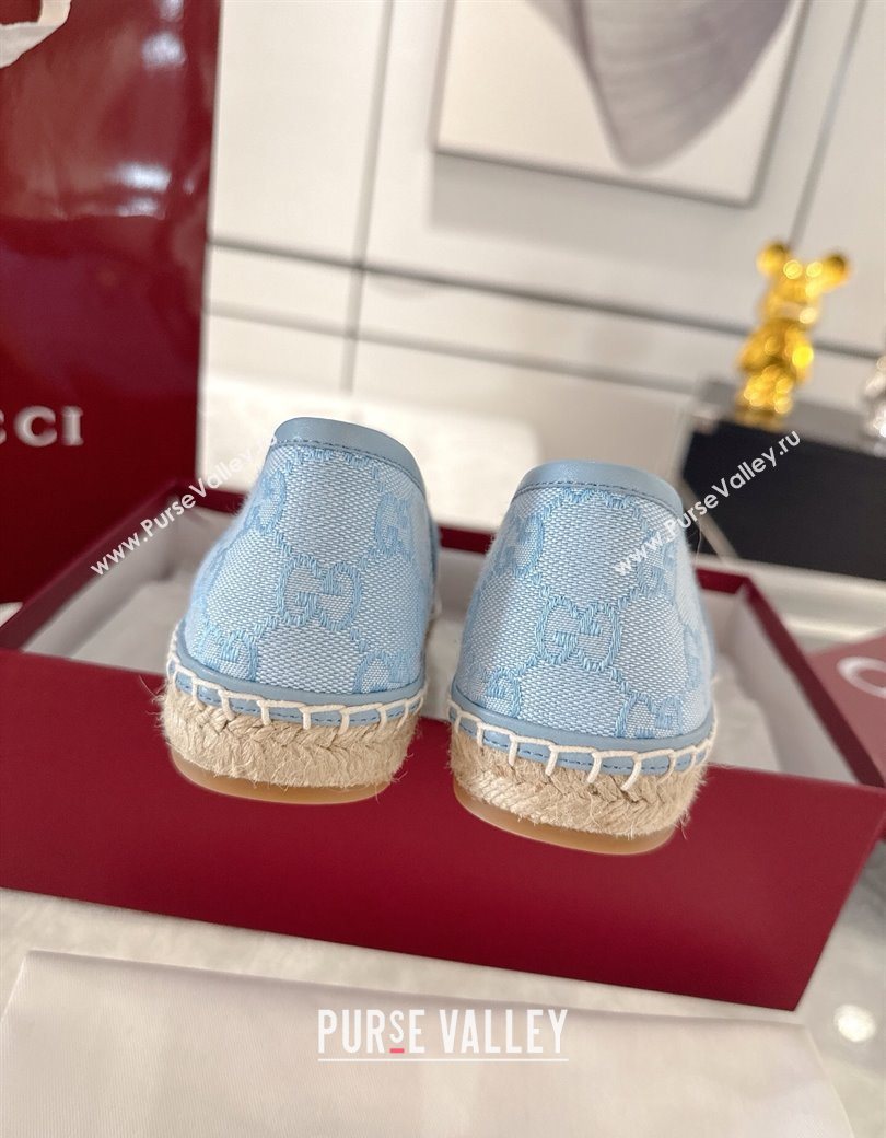 Gucci GG Canvas Flat Espadrilles with Horsebit Light Blue 2025 GG121805 (MD-251218130)