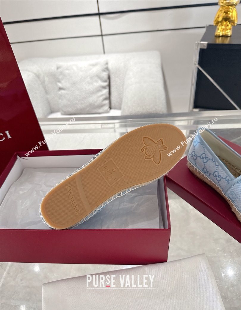 Gucci GG Canvas Flat Espadrilles with Horsebit Light Blue 2025 GG121805 (MD-251218130)