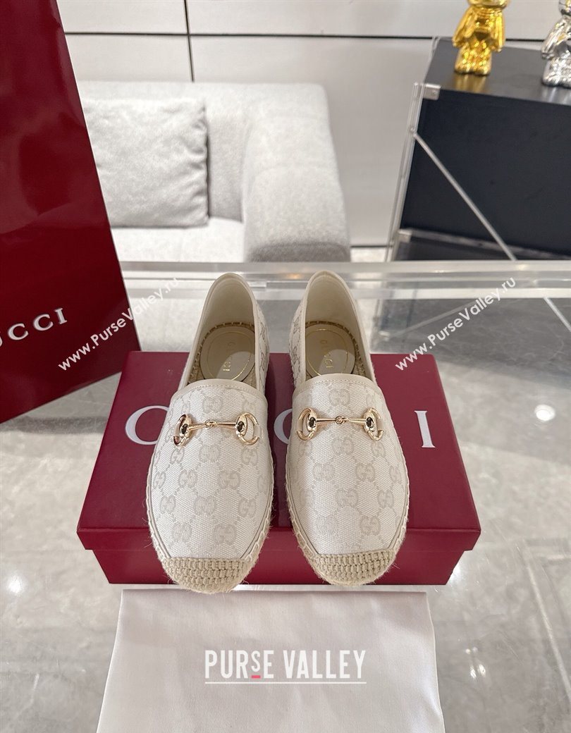 Gucci GG Canvas Flat Espadrilles with Horsebit Light Beige 2025 GG121805 (MD-251218131)