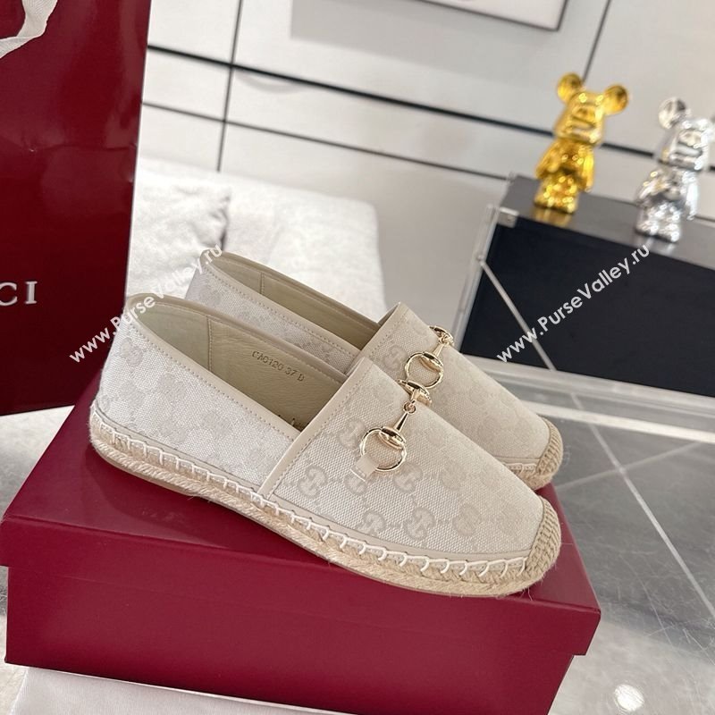 Gucci GG Canvas Flat Espadrilles with Horsebit Light Beige 2025 GG121805 (MD-251218131)