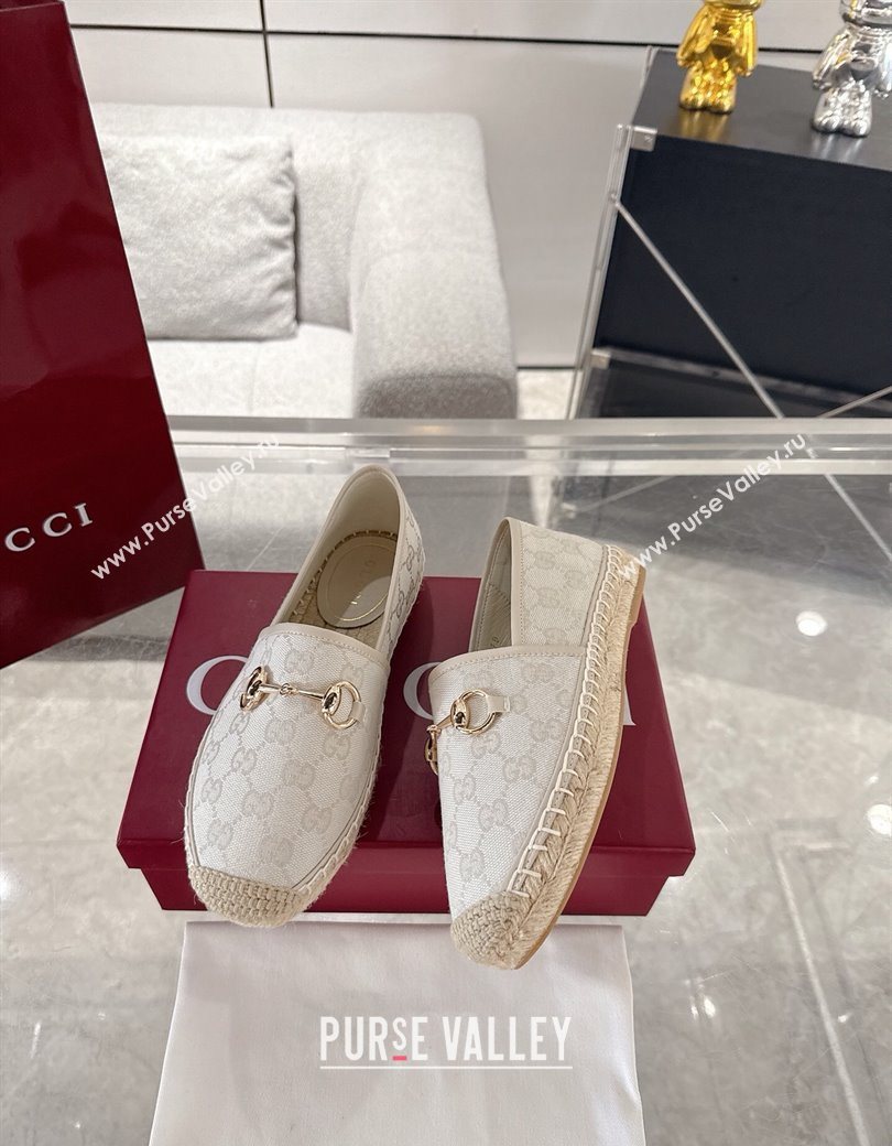 Gucci GG Canvas Flat Espadrilles with Horsebit Light Beige 2025 GG121805 (MD-251218131)