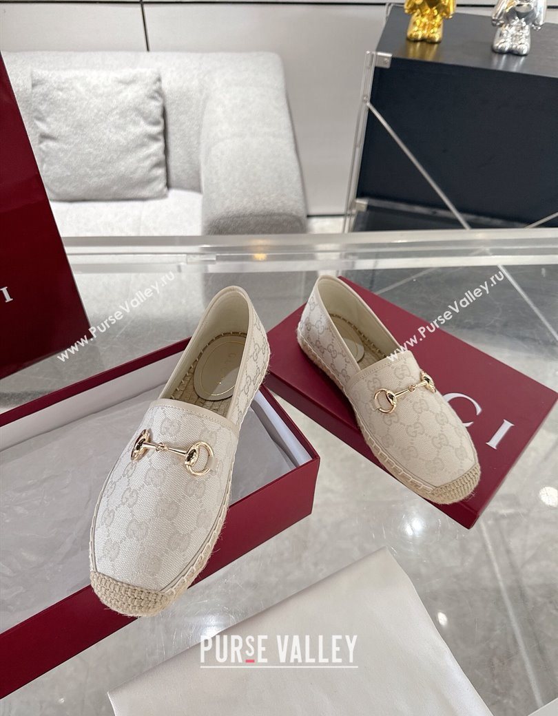 Gucci GG Canvas Flat Espadrilles with Horsebit Light Beige 2025 GG121805 (MD-251218131)