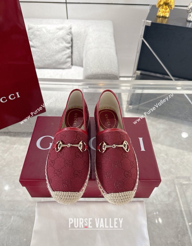 Gucci GG Canvas Flat Espadrilles with Horsebit Red 2025 GG121805 (MD-251218132)