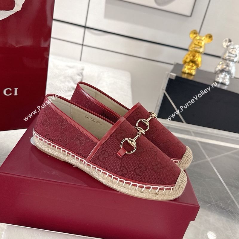 Gucci GG Canvas Flat Espadrilles with Horsebit Red 2025 GG121805 (MD-251218132)