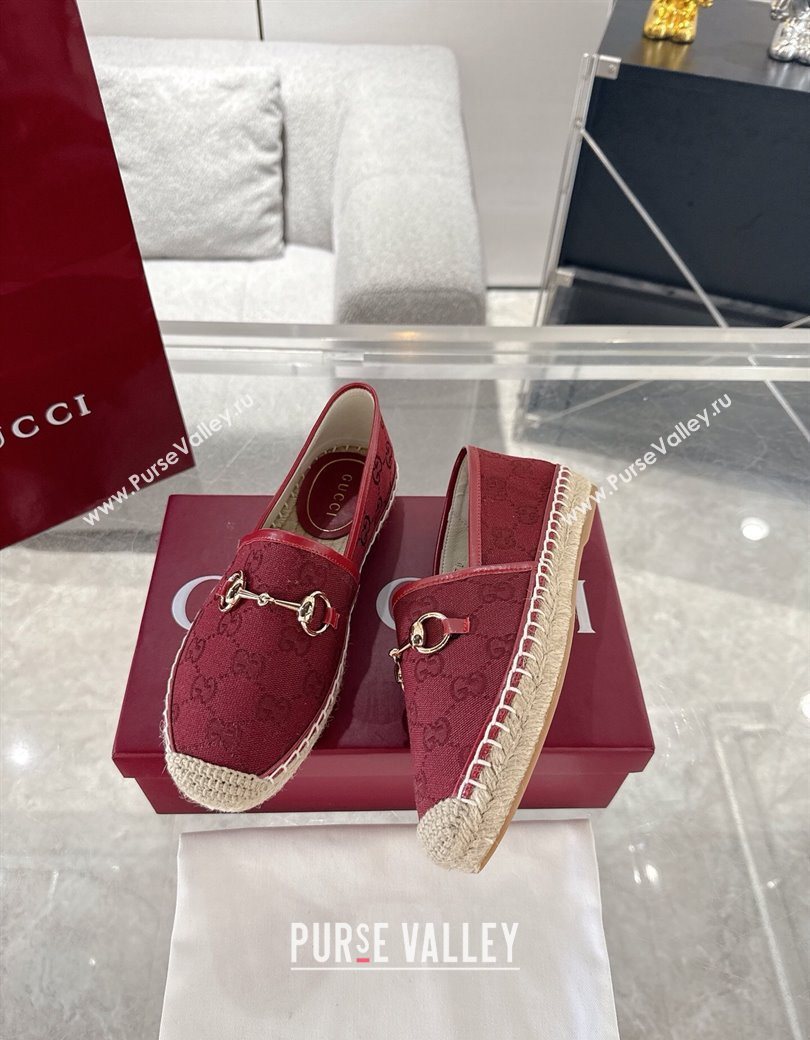Gucci GG Canvas Flat Espadrilles with Horsebit Red 2025 GG121805 (MD-251218132)