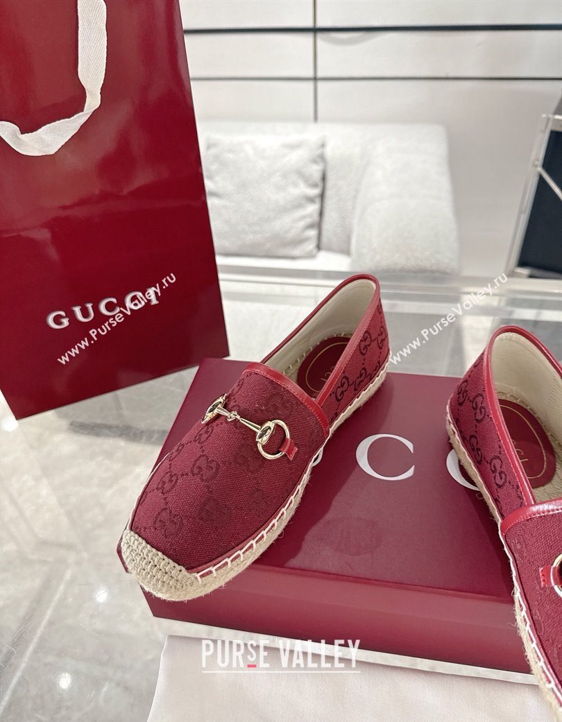 Gucci GG Canvas Flat Espadrilles with Horsebit Red 2025 GG121805 (MD-251218132)