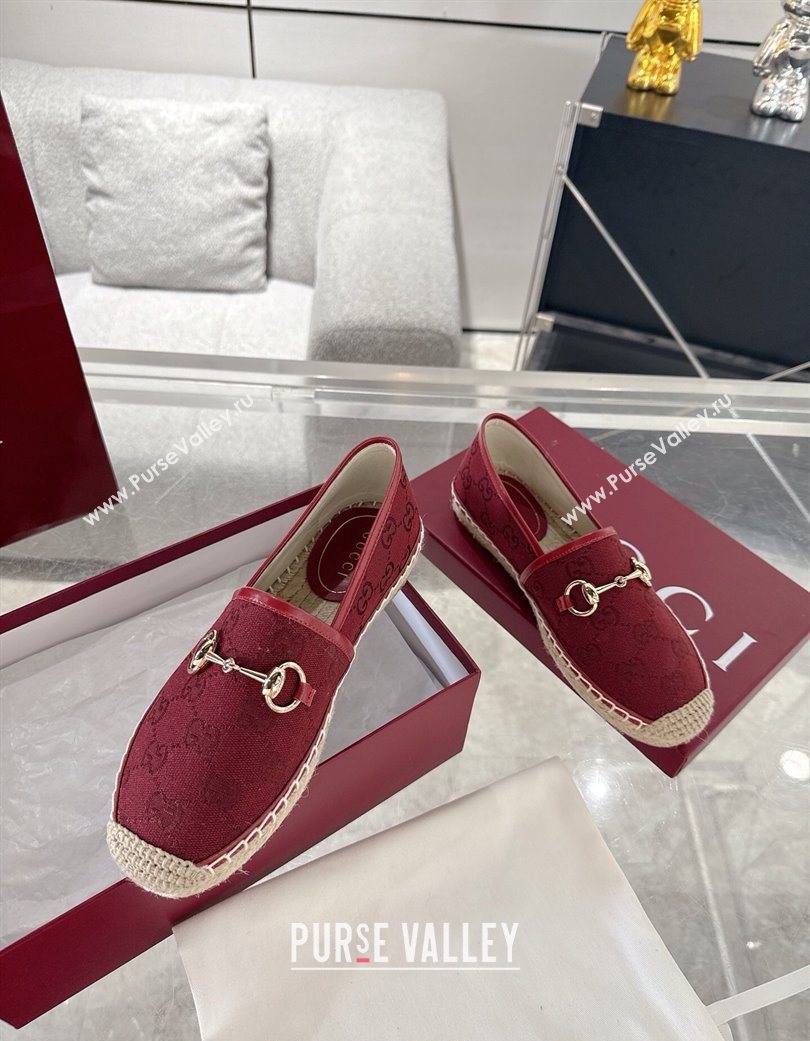 Gucci GG Canvas Flat Espadrilles with Horsebit Red 2025 GG121805 (MD-251218132)