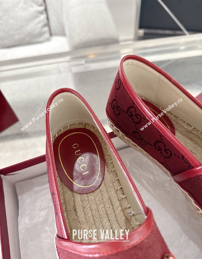 Gucci GG Canvas Flat Espadrilles with Horsebit Red 2025 GG121805 (MD-251218132)