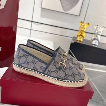 Gucci GG Canvas Flat Espadrilles with Horsebit Grey/Blue 2025 GG121805 (MD-251218133)