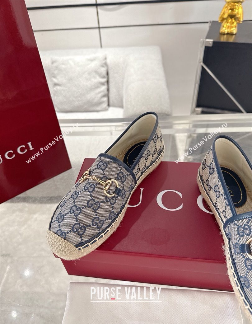 Gucci GG Canvas Flat Espadrilles with Horsebit Grey/Blue 2025 GG121805 (MD-251218133)
