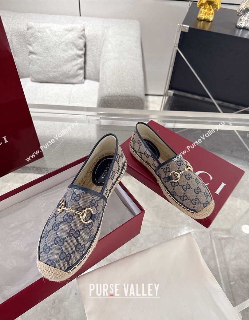 Gucci GG Canvas Flat Espadrilles with Horsebit Grey/Blue 2025 GG121805 (MD-251218133)