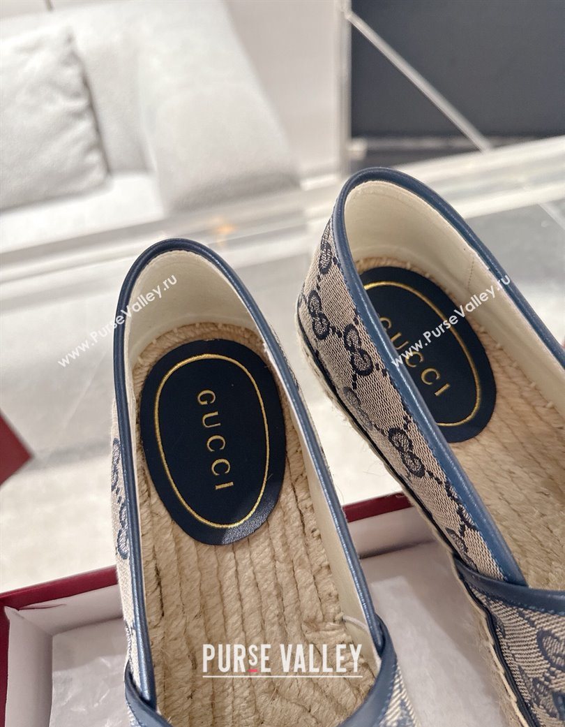 Gucci GG Canvas Flat Espadrilles with Horsebit Grey/Blue 2025 GG121805 (MD-251218133)