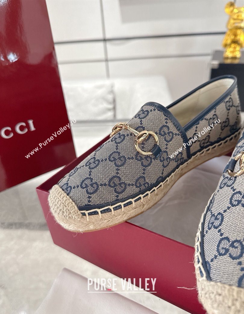 Gucci GG Canvas Flat Espadrilles with Horsebit Grey/Blue 2025 GG121805 (MD-251218133)