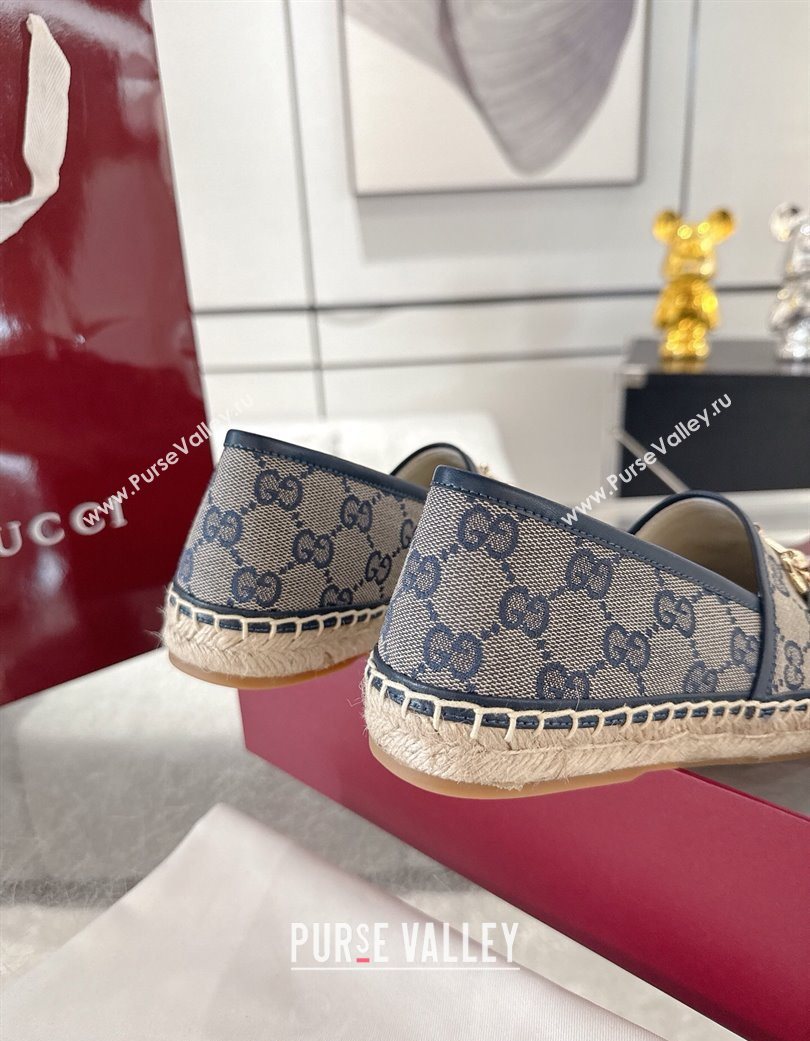 Gucci GG Canvas Flat Espadrilles with Horsebit Grey/Blue 2025 GG121805 (MD-251218133)