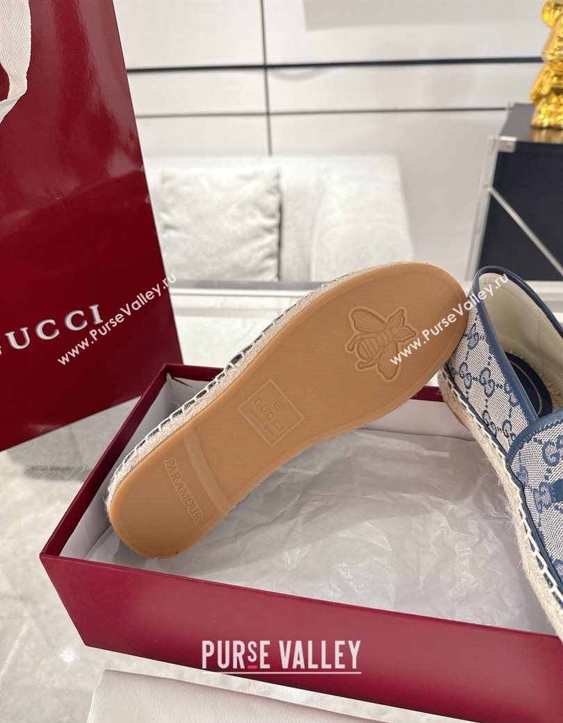 Gucci GG Canvas Flat Espadrilles with Horsebit Grey/Blue 2025 GG121805 (MD-251218133)