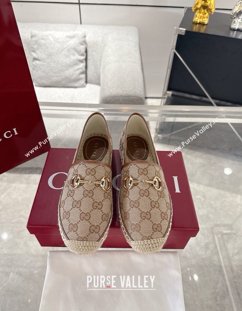Gucci GG Canvas Flat Espadrilles with Horsebit Beige/Brown 2025 GG121805 (MD-251218134)