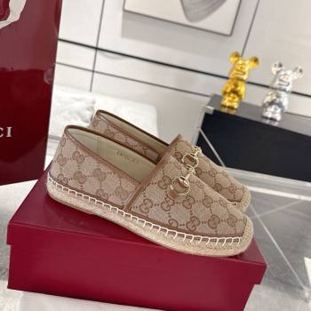 Gucci GG Canvas Flat Espadrilles with Horsebit Beige/Brown 2025 GG121805 (MD-251218134)