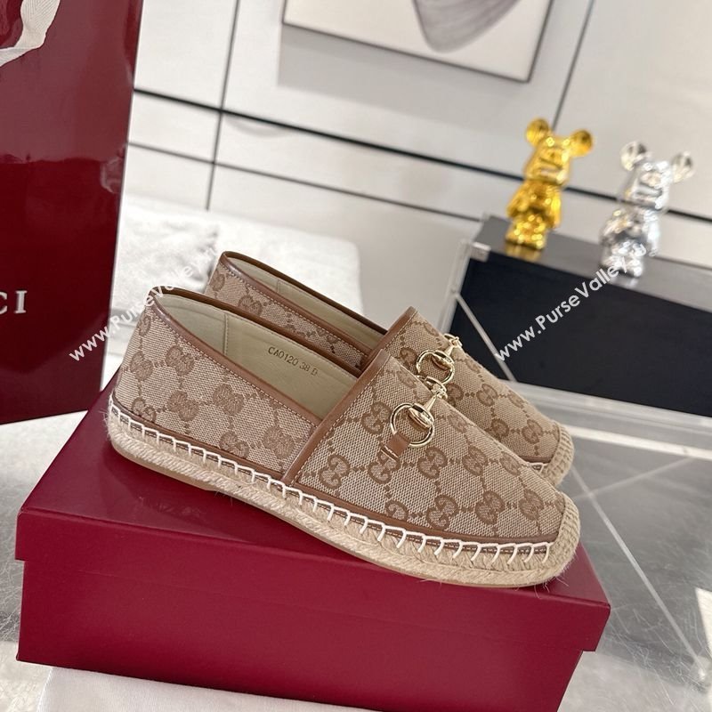 Gucci GG Canvas Flat Espadrilles with Horsebit Beige/Brown 2025 GG121805 (MD-251218134)
