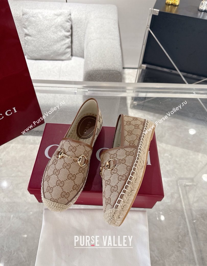 Gucci GG Canvas Flat Espadrilles with Horsebit Beige/Brown 2025 GG121805 (MD-251218134)
