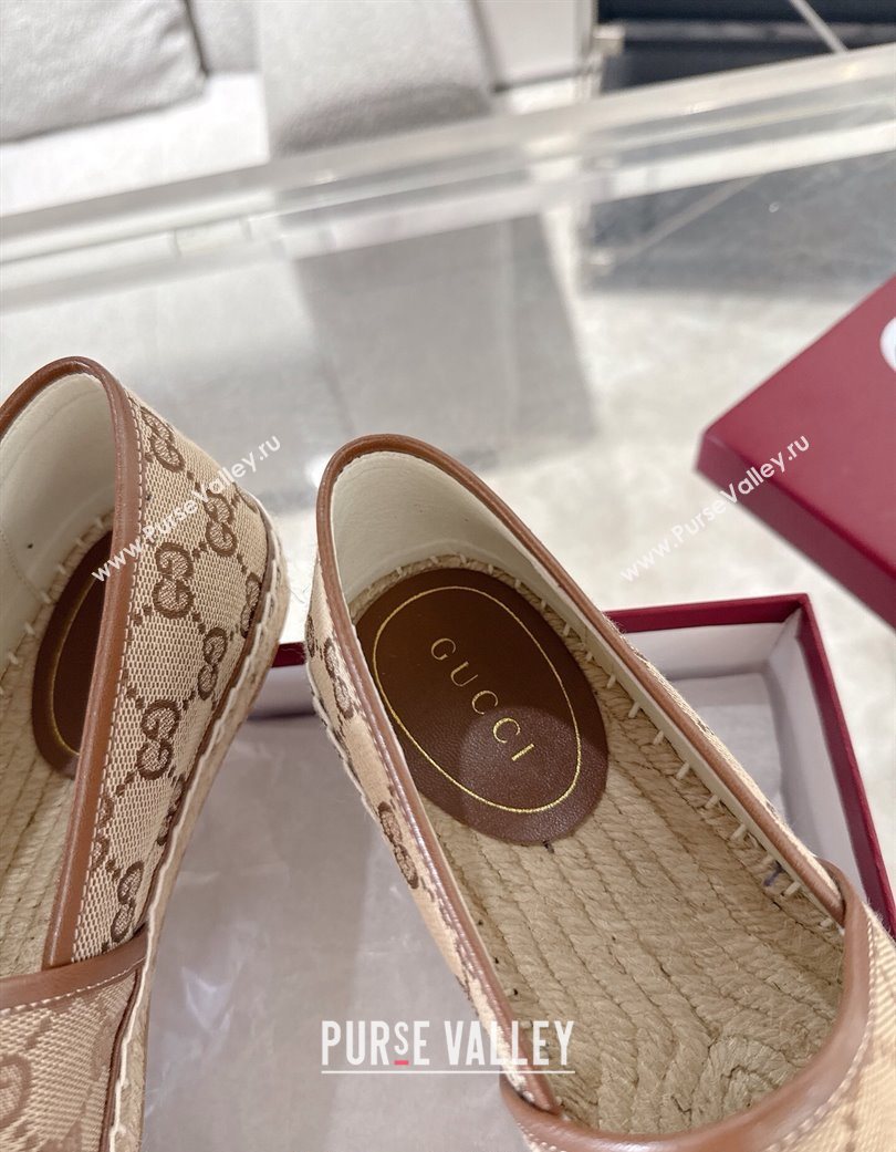 Gucci GG Canvas Flat Espadrilles with Horsebit Beige/Brown 2025 GG121805 (MD-251218134)