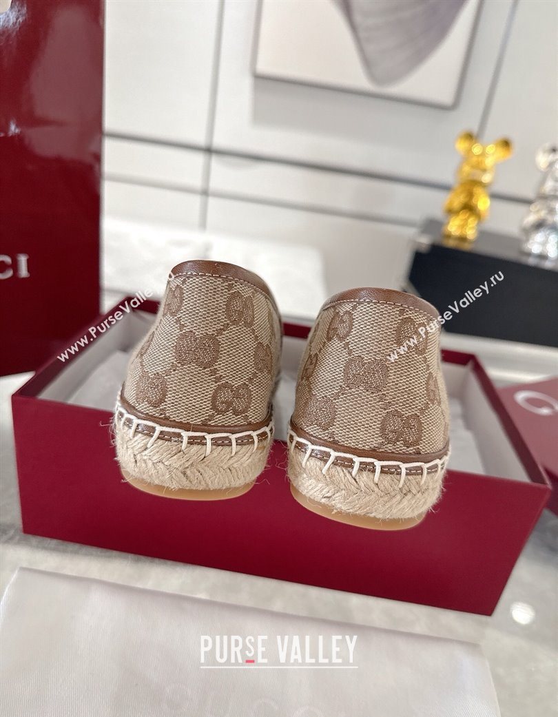 Gucci GG Canvas Flat Espadrilles with Horsebit Beige/Brown 2025 GG121805 (MD-251218134)