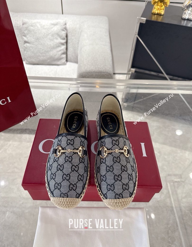 Gucci GG Canvas Flat Espadrilles with Horsebit Grey/Black 2025 GG121805 (MD-251218135)