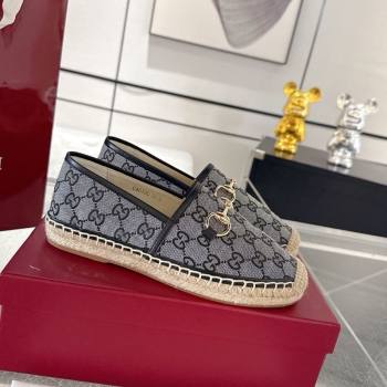 Gucci GG Canvas Flat Espadrilles with Horsebit Grey/Black 2025 GG121805 (MD-251218135)