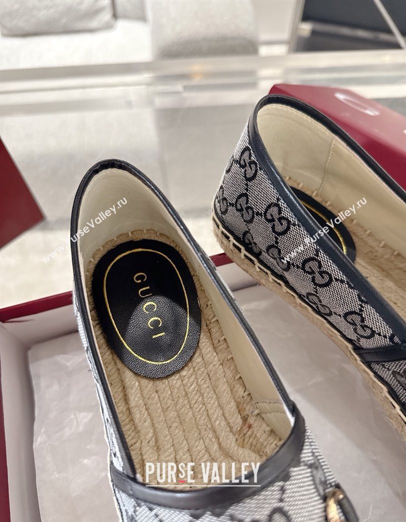 Gucci GG Canvas Flat Espadrilles with Horsebit Grey/Black 2025 GG121805 (MD-251218135)