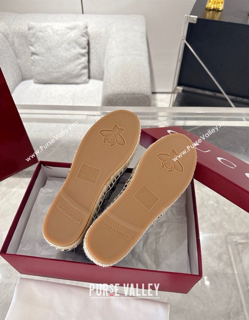 Gucci GG Canvas Flat Espadrilles with Horsebit Grey/Black 2025 GG121805 (MD-251218135)