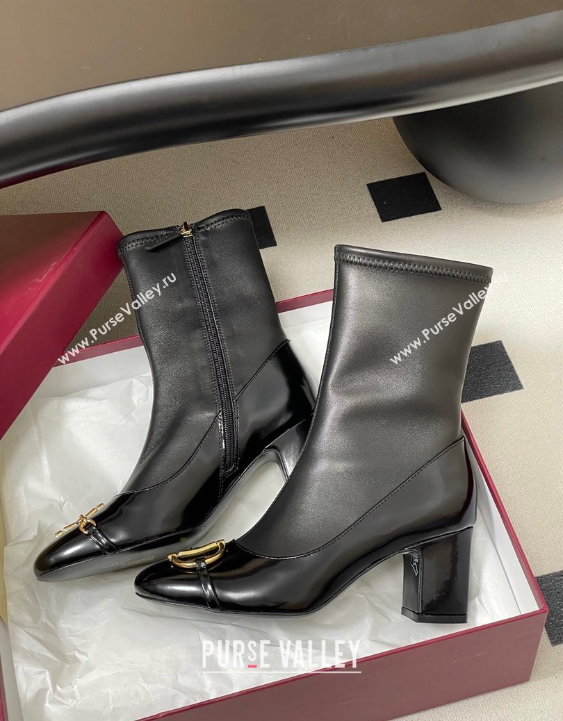 Gucci Leather Heel Ankle Boots 6.5cm with Half Horsebit Black 2025 849549 (MD-251218004)