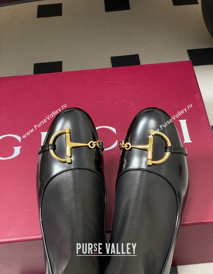 Gucci Leather Heel Ankle Boots 6.5cm with Half Horsebit Black 2025 849549 (MD-251218004)