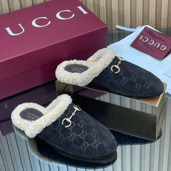 Gucci Princetown Suede and Wool Flat Loafers with Horsebit Coffee Brown 20252 GG121802 (MD-251218085)