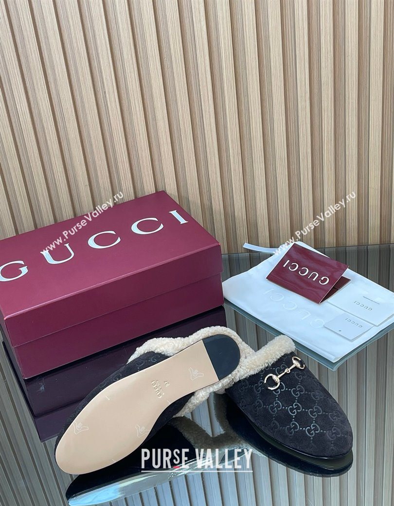 Gucci Princetown Suede and Wool Flat Loafers with Horsebit Coffee Brown 20252 GG121802 (MD-251218085)