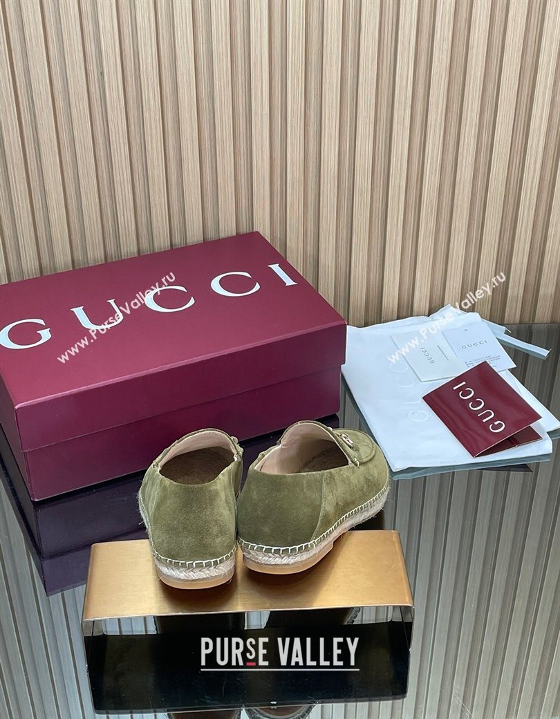 Gucci Suede Flat Espadrilles with Horsebit Green 2025 GG121805 (MD-251218108)