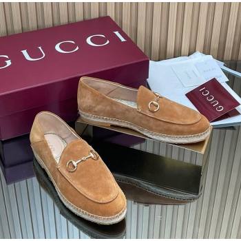 Gucci Suede Flat Espadrilles with Horsebit Light Brown 2025 GG121805 (MD-251218111)