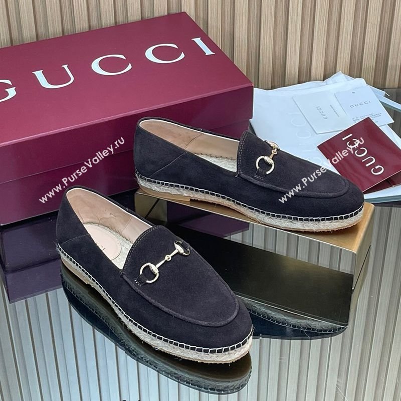 Gucci Suede Flat Espadrilles with Horsebit Dark Brown 2025 GG121805 (MD-251218113)
