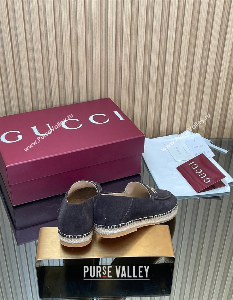 Gucci Suede Flat Espadrilles with Horsebit Dark Brown 2025 GG121805 (MD-251218113)