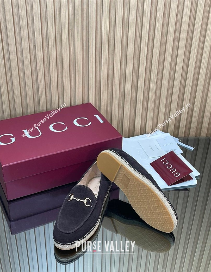 Gucci Suede Flat Espadrilles with Horsebit Dark Brown 2025 GG121805 (MD-251218113)