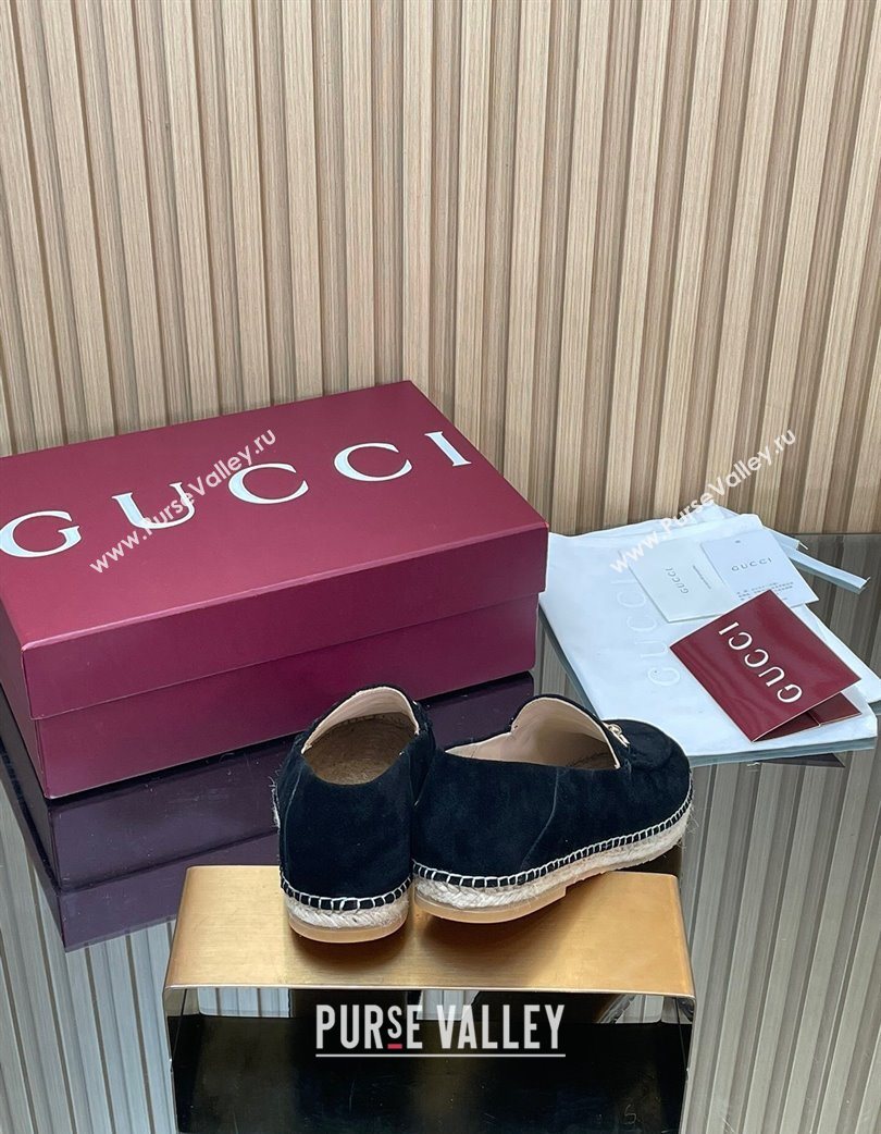 Gucci Suede Flat Espadrilles with Horsebit Black 2025 GG121805 (MD-251218114)