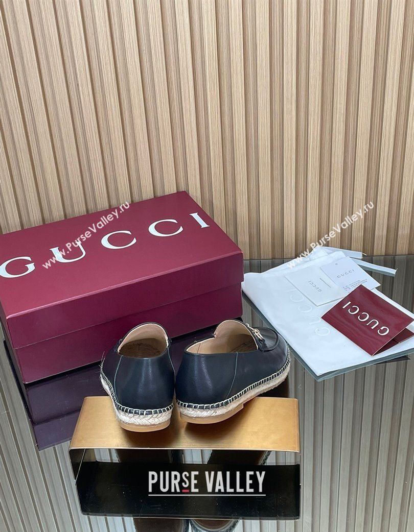 Gucci Calf Leather Flat Espadrilles with Horsebit Black 2025 GG121805 (MD-251218115)