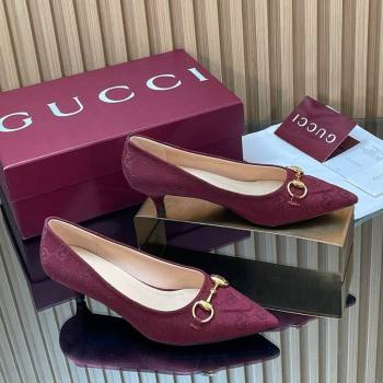Gucci GG Canvas Pumps 4.5cm with Horsebit Burgundy 2025 853466 (MD-251218058)