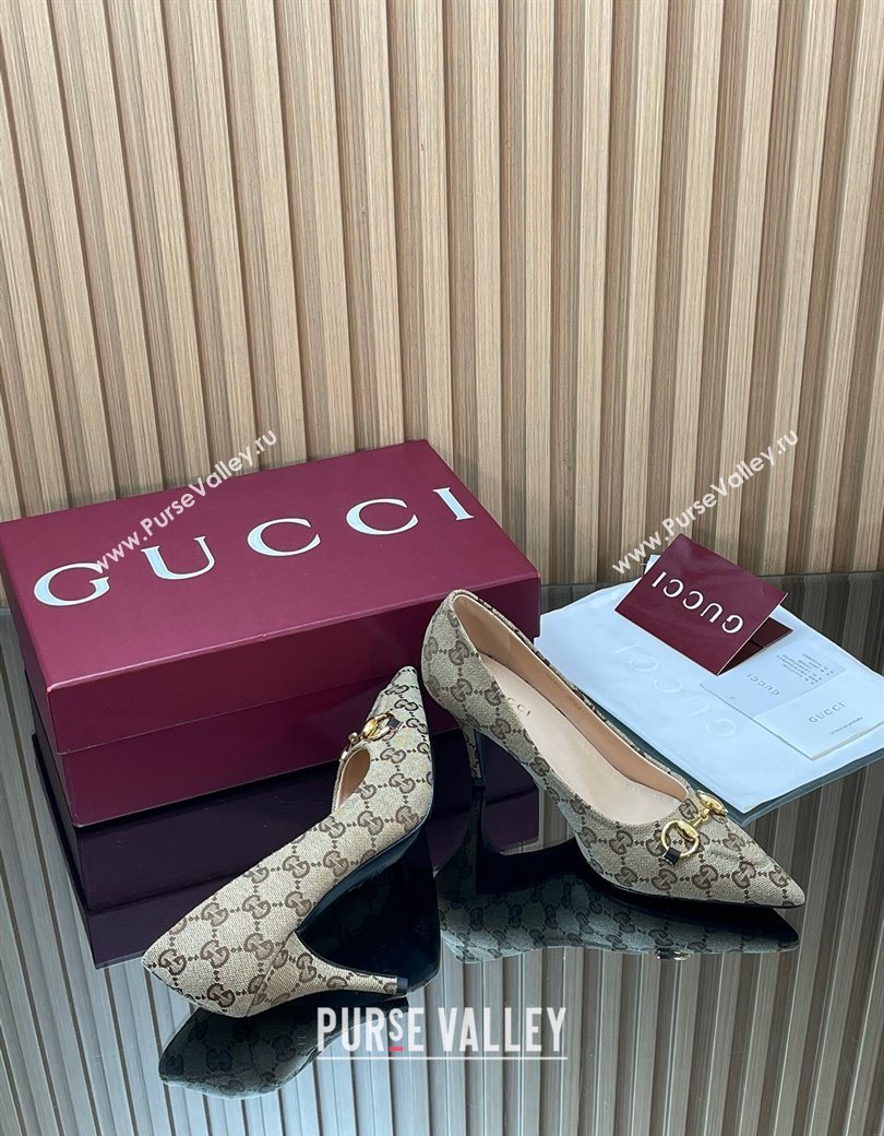 Gucci GG Canvas Pumps 8.5cm with Horsebit Beige 2025 853466 (MD-251218060)