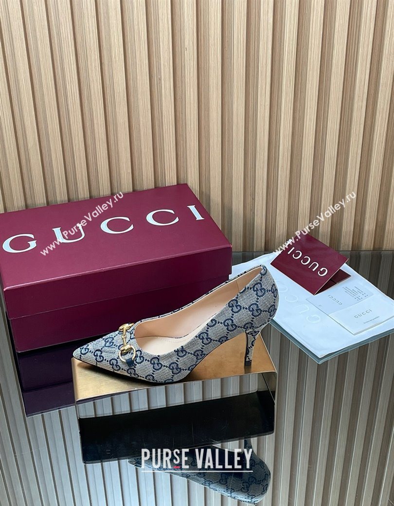 Gucci GG Canvas Pumps 8.5cm with Horsebit Grey 2025 853466 (MD-251218061)