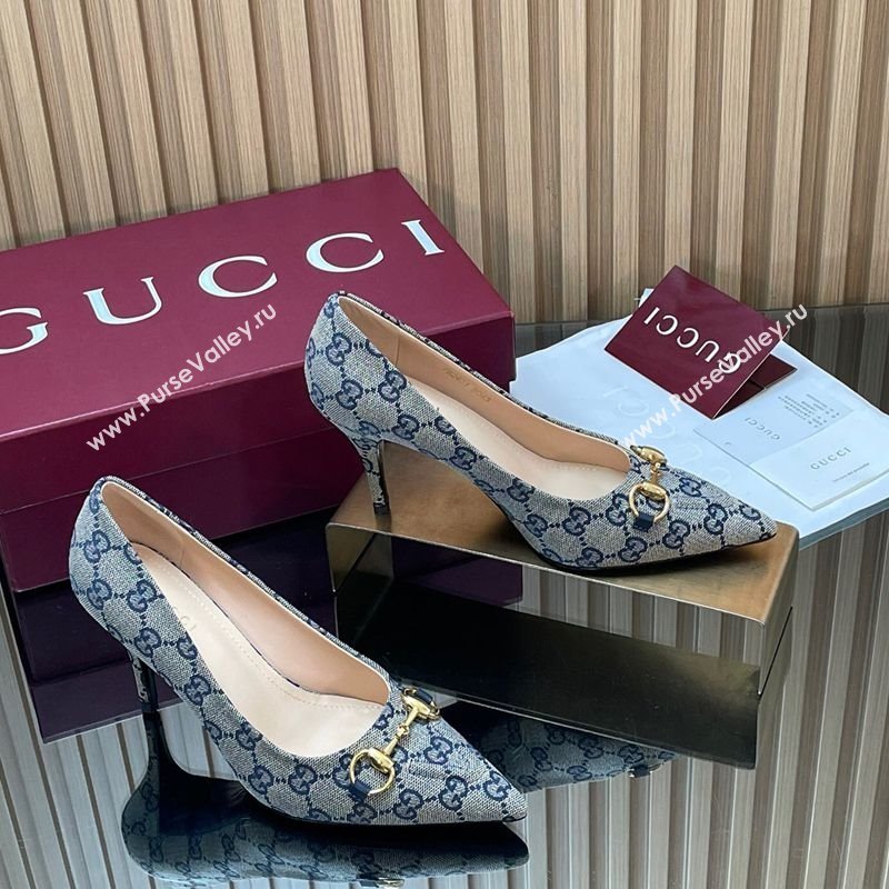 Gucci GG Canvas Pumps 8.5cm with Horsebit Grey 2025 853466 (MD-251218061)
