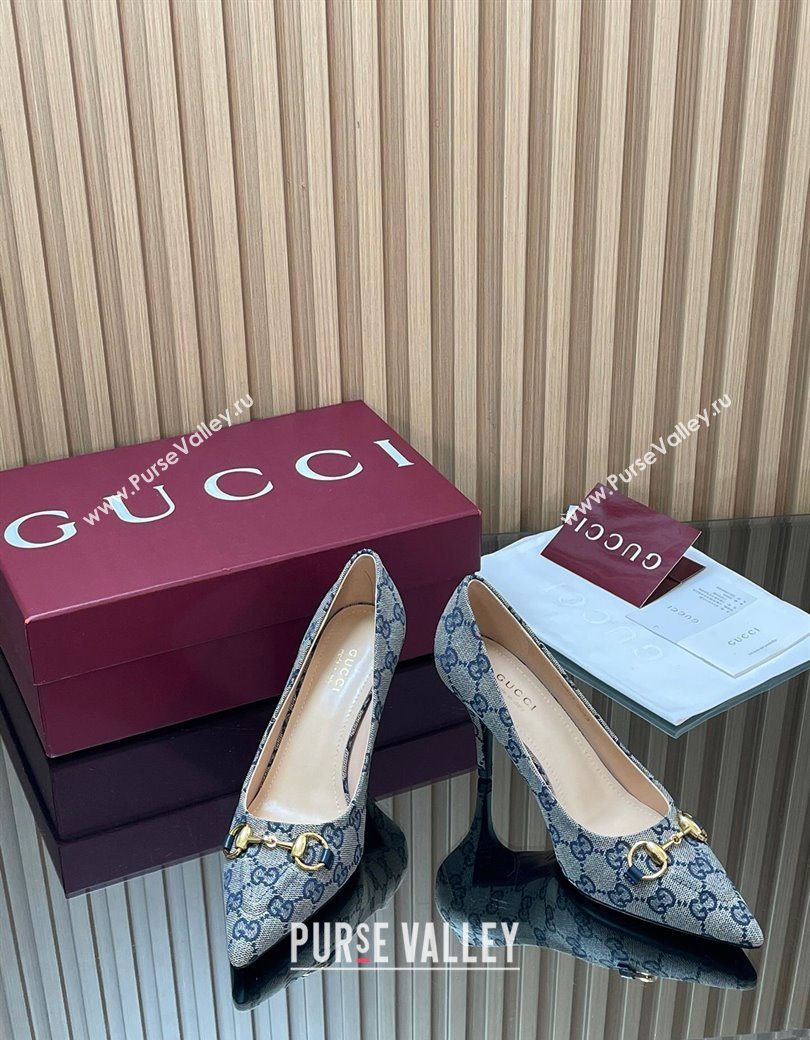 Gucci GG Canvas Pumps 8.5cm with Horsebit Grey 2025 853466 (MD-251218061)